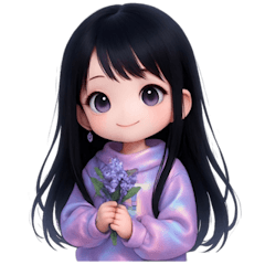 [LINEスタンプ] かわいい紫のロングヘアの女の子 （NT）