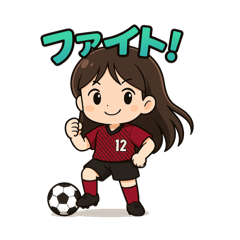 [LINEスタンプ] サッカーサポーターの女の子スタンプ