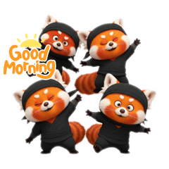 [LINEスタンプ] ずーっと使える忍者レッサーパンダ3Dの画像（メイン）