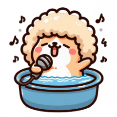 [LINEスタンプ] お風呂猫 歌いに行く,