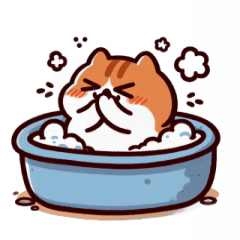 [LINEスタンプ] お風呂猫 笑いをこらえる,