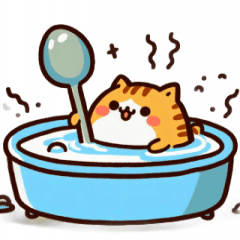 [LINEスタンプ] お風呂猫 ごはんだよ,