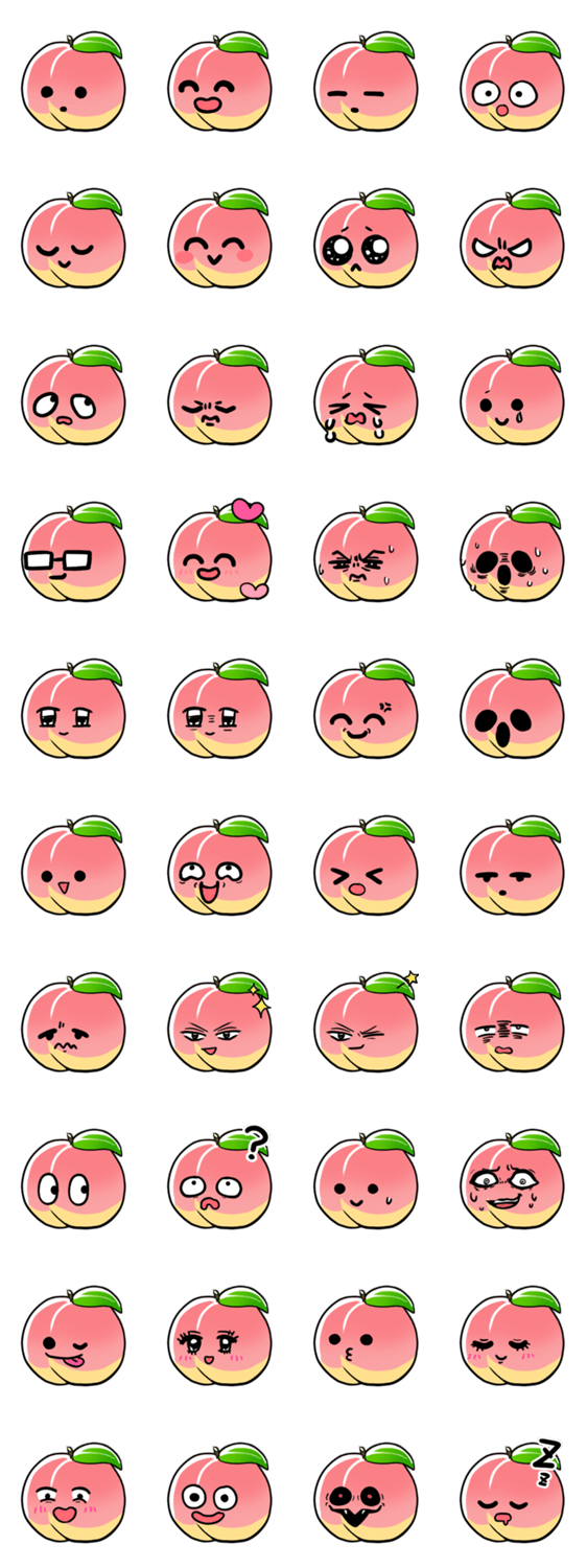 桃の表情のスタンプ詳細