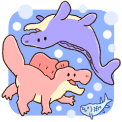 [LINEスタンプ] ちいさなダイナソー「スピノとモサ」