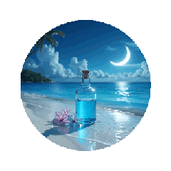 [LINEスタンプ] 夜の海.瓶.月.癒し【Healing.night sea】