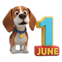 [LINEスタンプ] 6月に使える3D犬