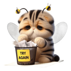 [LINEスタンプ] ハチねこ頑張り中,