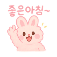[LINEスタンプ] もふもふピンクうさぎ韓国語