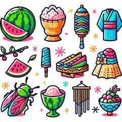 [LINEスタンプ] シンプル夏アイコン - 涼しく楽しく！