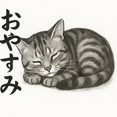 [LINEスタンプ] 猫（アメリカンショートヘアー）水墨画風