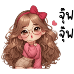 [LINEスタンプ] 赤いリボンと眼鏡をかけた女の子