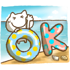 [LINEスタンプ] 夏のでか文字とねこっち(再販)