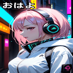 [LINEスタンプ] サイバーパンクの少女