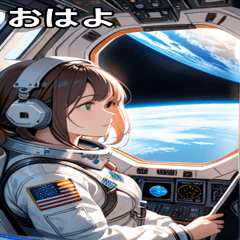[LINEスタンプ] 宇宙飛行士の少女1