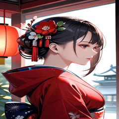 [LINEスタンプ] 着物の少女0
