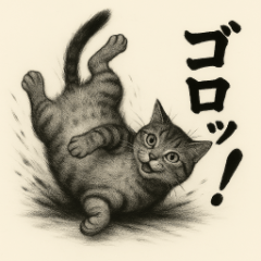 [LINEスタンプ] 水墨チックな猫 感情爆発スタンプ