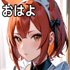 [LINEスタンプ] 猫耳の赤髪 ＆ 自信満々な表情