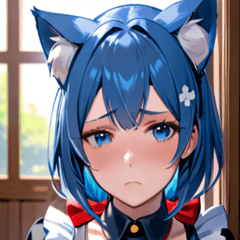 [LINEスタンプ] 猫耳の青髪 ＆ 悲しい顔0