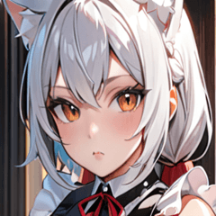 [LINEスタンプ] 猫耳の銀髪 ＆ クールな表情0