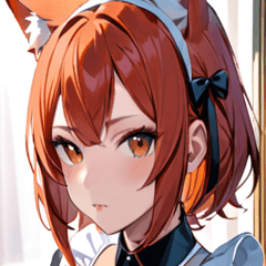 [LINEスタンプ] 猫耳の赤髪 ＆ 自信満々な表情0