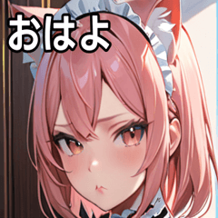 [LINEスタンプ] 猫耳のピンク髪 ＆ 拗ね顔