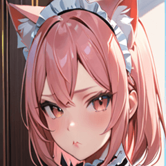 [LINEスタンプ] 猫耳のピンク髪 ＆ 拗ね顔0
