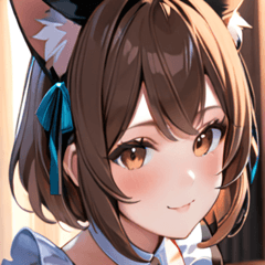 [LINEスタンプ] 猫耳の茶髪 ＆ 優しい微笑み0