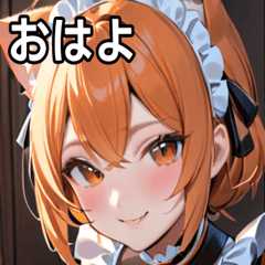 [LINEスタンプ] 猫耳のオレンジ髪 ＆ 元気な笑顔