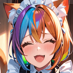 [LINEスタンプ] 猫耳のレインボーヘア ＆ 大喜びの表情0