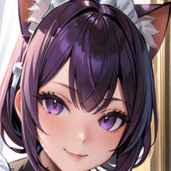 [LINEスタンプ] 猫耳の紫髪 ＆ ミステリアスな笑顔0