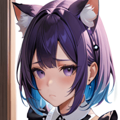 [LINEスタンプ] 猫耳のグラデーションヘア ＆ 物憂げな表情0