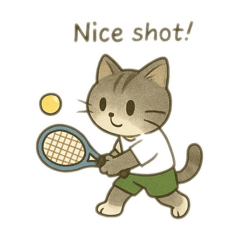 [LINEスタンプ] テニスするキジトラら