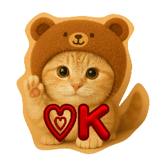 [LINEスタンプ] くまの帽子ねこ