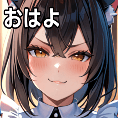 [LINEスタンプ] 猫耳の黒髪 ＆ ドヤ顔