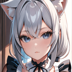 [LINEスタンプ] 猫耳の銀髪 ＆ 穏やかな表情0