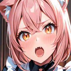 [LINEスタンプ] 猫耳のピンク髪 ＆ びっくりした顔0