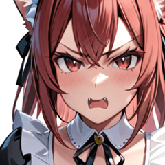 [LINEスタンプ] 猫耳のワインレッドの髪 ＆ 怒った顔0