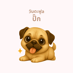 [LINEスタンプ] ワンだふる｜パグ【タイ語】