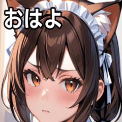 [LINEスタンプ] 猫耳の茶髪 ＆ 心配そうな顔