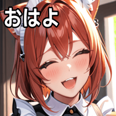 [LINEスタンプ] 猫耳の赤髪 ＆ 大笑い