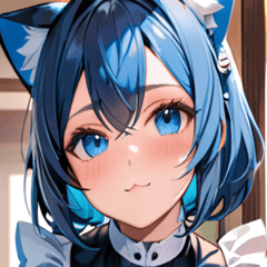 [LINEスタンプ] 猫耳の青髪 ＆ 希望に満ちた表情0