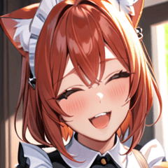 [LINEスタンプ] 猫耳の赤髪 ＆ 大笑い0
