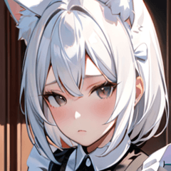 [LINEスタンプ] 猫耳の白髪 ＆ 寂しそうな表情0
