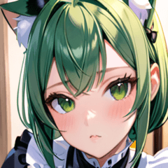 [LINEスタンプ] 猫耳の緑髪 ＆ 夢見るような表情0