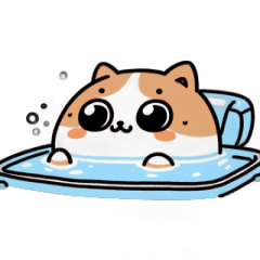 [LINEスタンプ] お風呂猫 静かに聞いてる,
