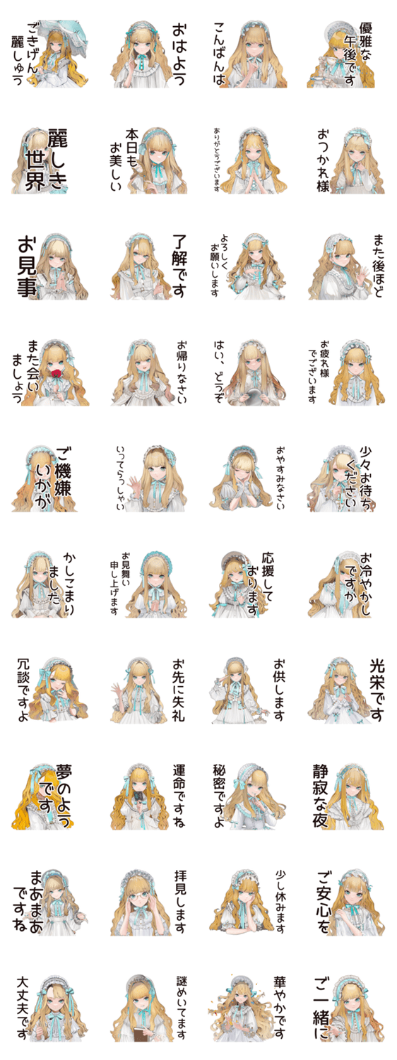 優雅なゴシック＆ロリータガールのスタンプ詳細