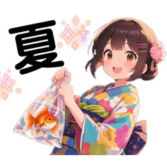[LINEスタンプ] 夏祭りの浴衣を着た女の子【日常会話】
