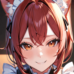 [LINEスタンプ] 猫耳のワインレッドの髪 ＆ 安堵の笑顔0