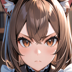 [LINEスタンプ] 猫耳のアッシュブラウン ＆ 真剣な表情0