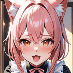 [LINEスタンプ] 猫耳のピンク髪 ＆ おねだり顔0